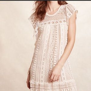 Anthro Maeve crochet tunic mini short dress EUC